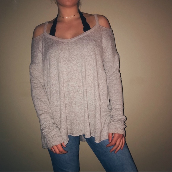 Inspired Hearts Sweaters - Cold Shoulder Oversized Sweater Inspired Hearts Sweaters - Cold Shoulder Oversized Sweater